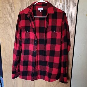 Sonoma Red and Black Buffalo Men's Plaid Button-Up Flannel Shirt Sz S